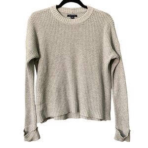 American Eagle cuffed sleeve ribbed crewneck sweater